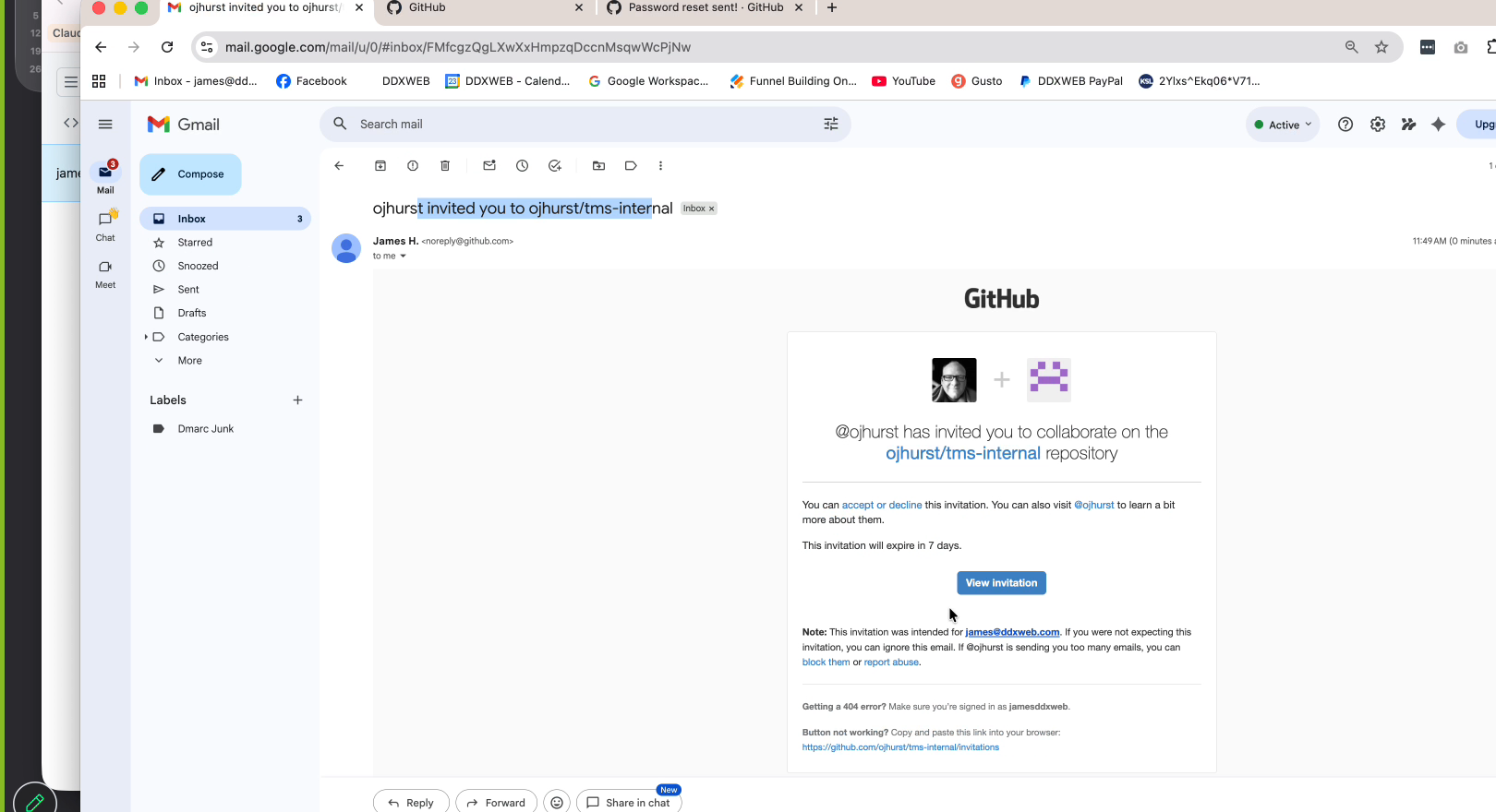 GitHub invitation email